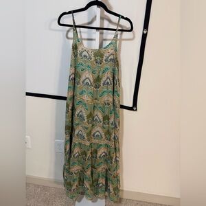 Sleeveless Maxi Dress in Teal and Beige